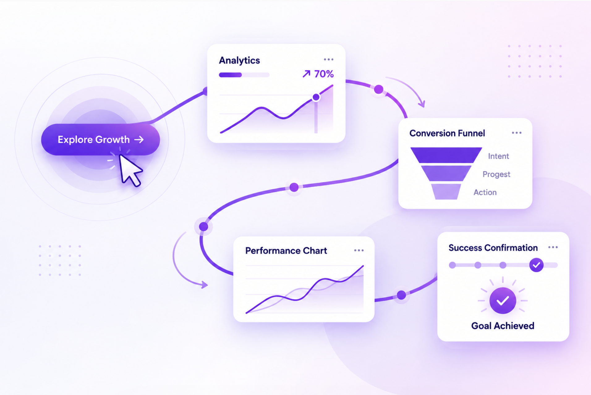 Illustration of connected marketing dashboards and campaign insights