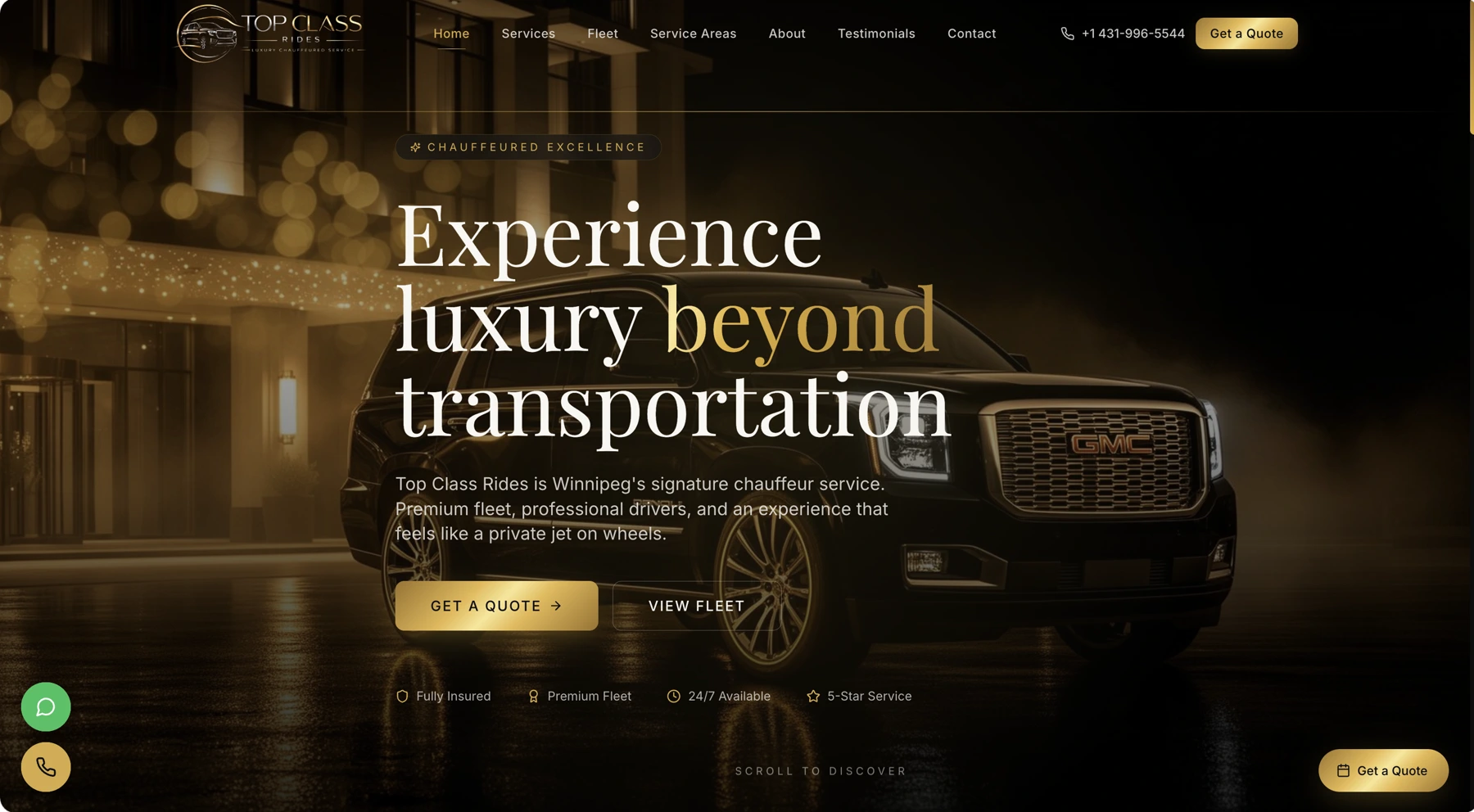 Top Class Rides - Luxury Chauffeured Service website design and development by Sociowhiz for a travel & hospitality business