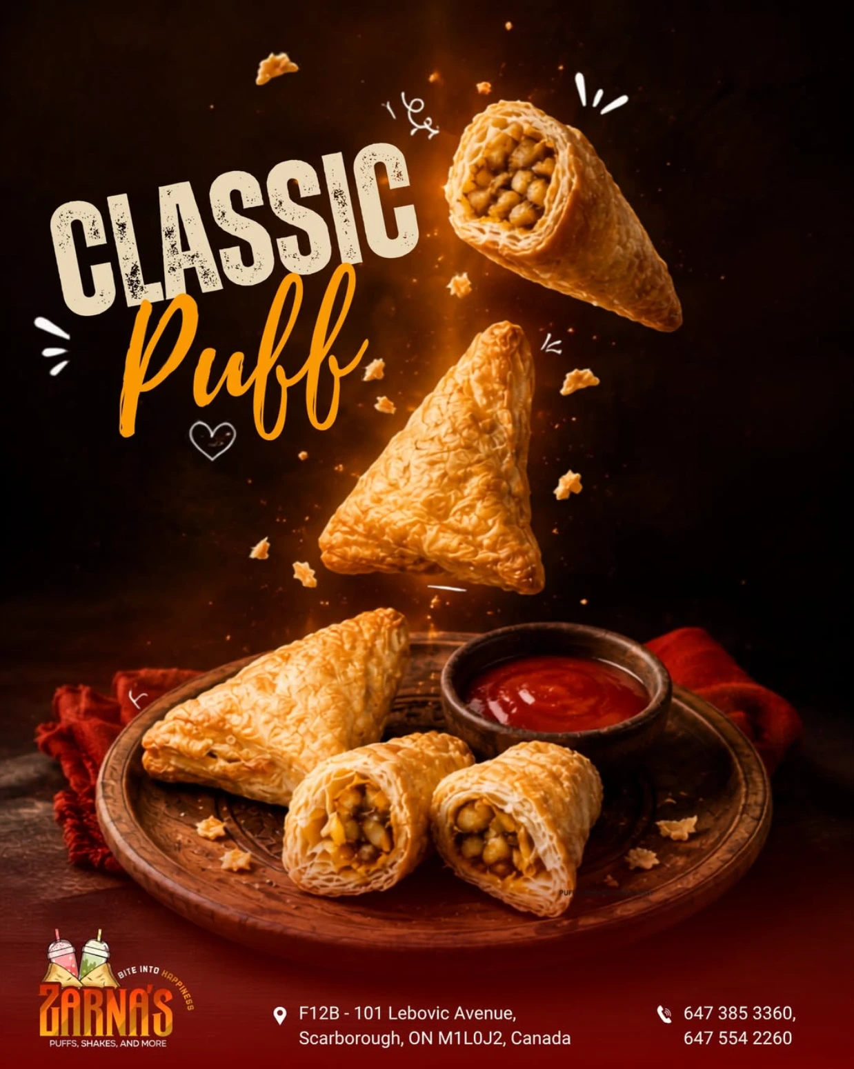 Zarna's Puff social media post design by Sociowhiz for a food & restaurant business, image 3 of 5