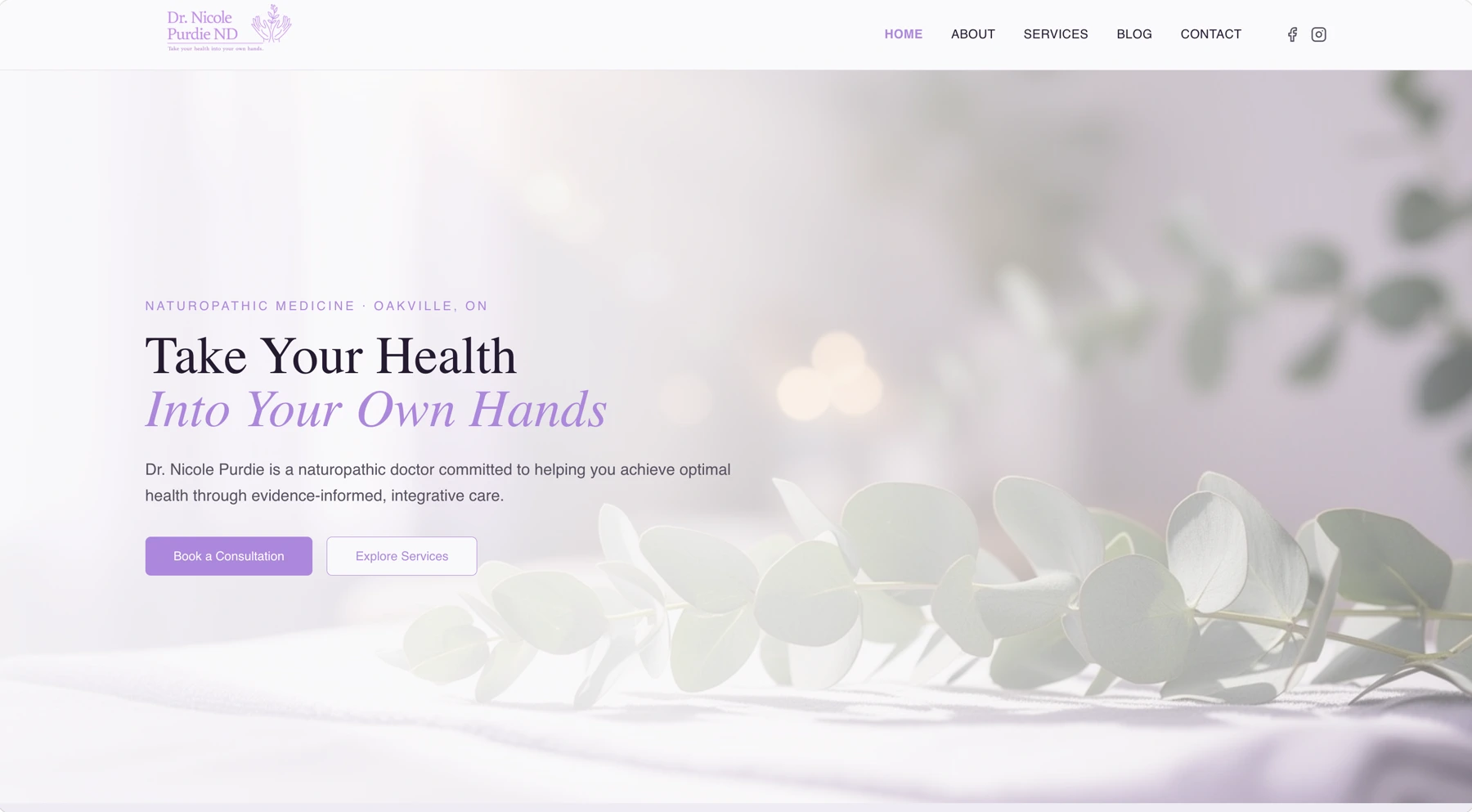 Dr. Nicole Purdie - Naturopathic website design and development by Sociowhiz for a health & wellness business
